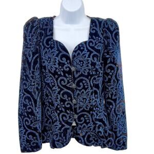 Scott McClintock Formal Jacket w/Beaded Design & Shoulder Pads Ruffled Hem 6 Vtg